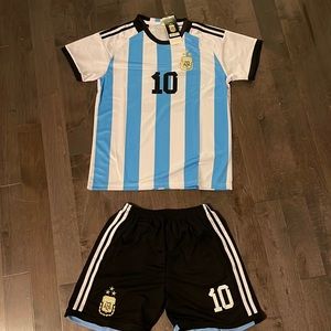 Argentina Messi #10 soccer kids jersey complete set football uniform